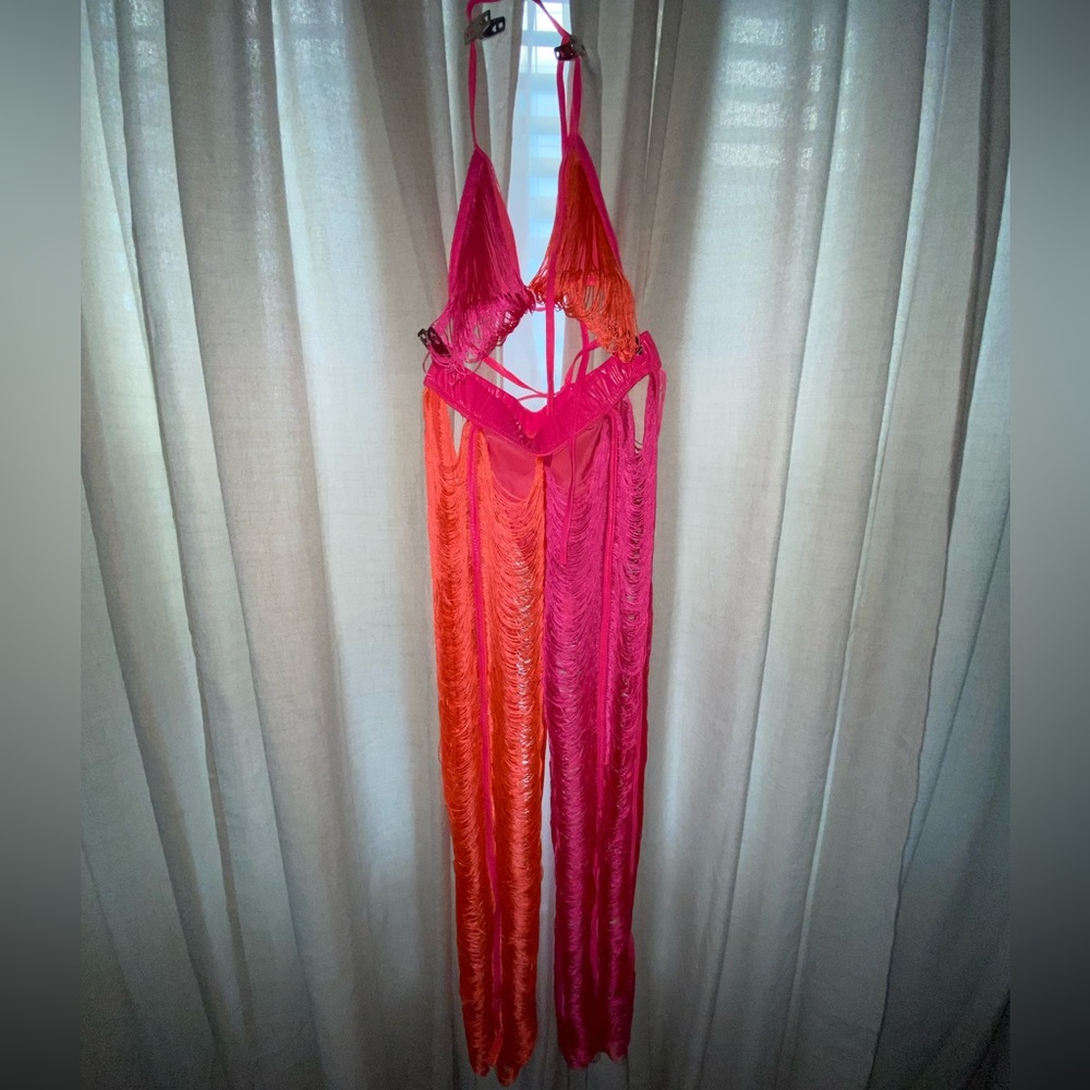 PrettyLittleThing Pink and Orange Two Piece. Top and Pants